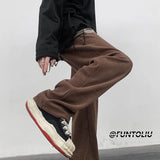 spring brown black corduroy pants men fashion retro casual pants men streetwear loose hip hop straight pants mens trousers m 2xl menswear bottoms