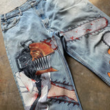 harajuku y2k style blue popular anime graphic wide leg jean fashion streetwear denim mens jeans couples high waist pants unique jeans style 3175