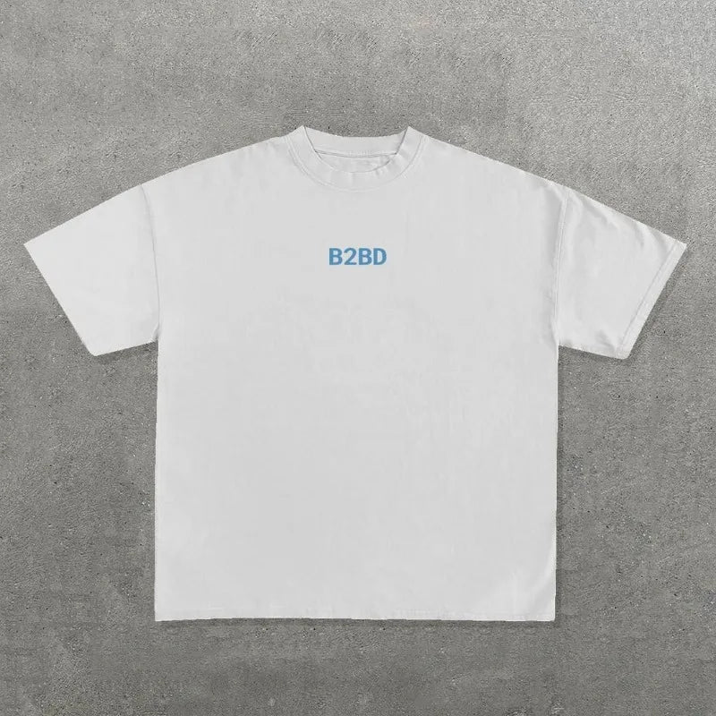 European and American Harajuku Hip-hop Retro Letter Printing Oversized Short-sleeved Tops Men Y2k Summer Street Wear Women