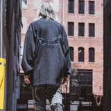 Y2k Tribal flame – Kanye White Pigeon Washed Old Vintage Loose Sleeve Round Nec