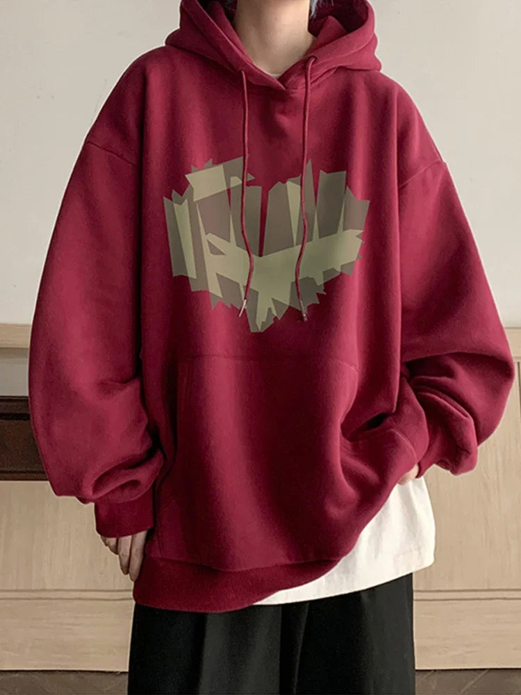 Autumn New Love Graphic Print Hoody Sweatshirts Man Hip Hop Oversized