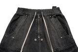 ro style ribbons wide leg multi pockets smoke grey baggy jeans for men straight pantalones hombre drawstring denim trousers unique jeans style 1207