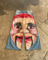 high street casual puppet master pattern sweatpants retro y2k men jeans street hip hop straight harajuku streetwear men clothing urban active pants