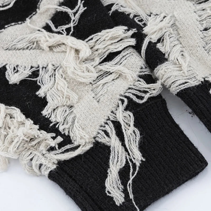 fashion stars tassel knitted sweater pullovers men fashion long sleeve loose sweater unisex autumn winter cotton jumper knitwear - oversized streetwear hoodie, urban fashion pullover, anime inspired graphic hoodie