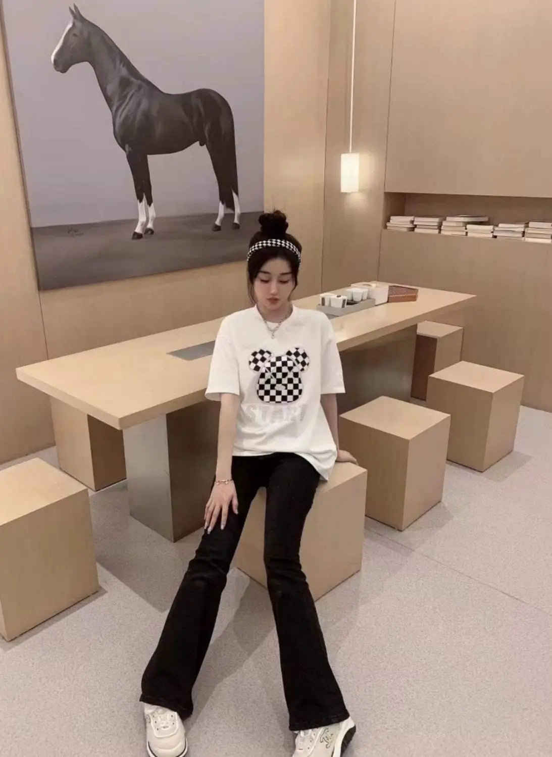 Gothic Aesthetic print tee – New Luxury Sweet Girl Giraffe Diamonds Crystals T Shirts Kor