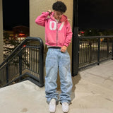 new streetwear jeans for men cherry blossom pattern y2k baggy jeans men harajuku punk straight casual low rise denim trousers stacked flare jeans