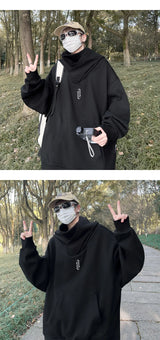 Winter Mens Embroidery Turtleneck Hoodies Japanese Ninja Hoodies Hip H