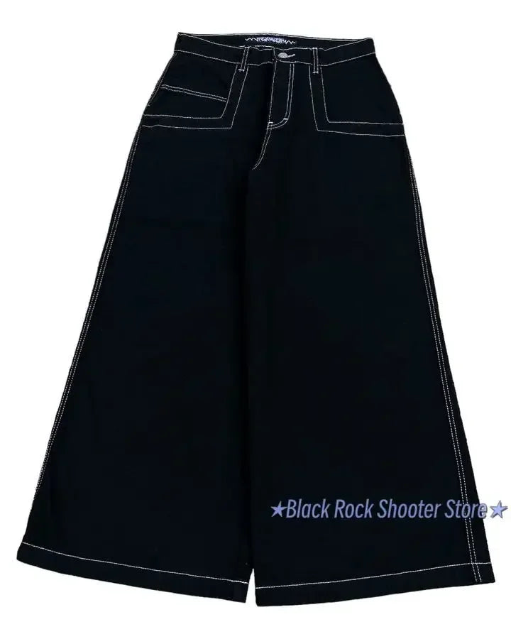 harajuku y2k streetwear wexwear jeans gothic hip hop letter embroidery baggy jeans pants womens high waist wide leg trousers stacked flare jeans