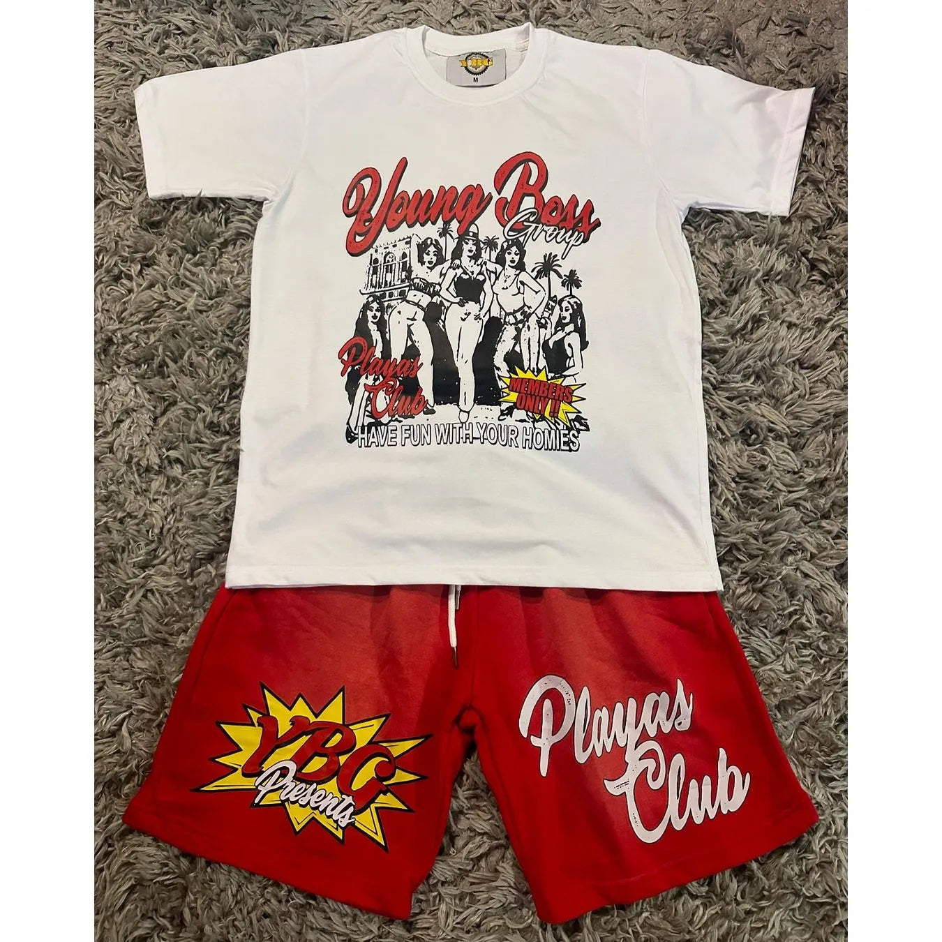 Grunge Oversized shirt – Ybg Playas Club Set Two Piece Set Graphic T Shirt Short Jean