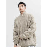Autumn and Winter American New Style Men and Women Trendy Personalized Stand up Collar Knitted Shirt Couple Loose Retro Simple