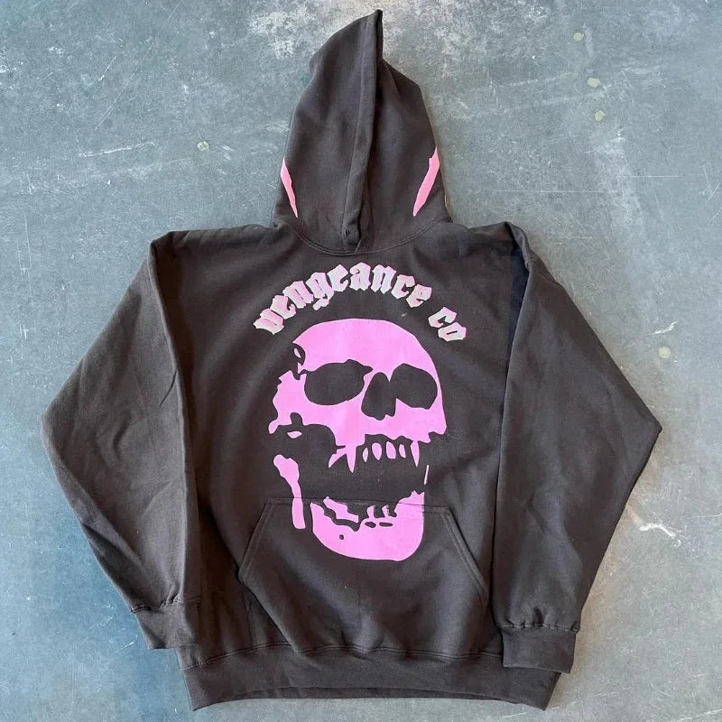 y2k long sleeved pullover hoodie sweatshirt jacket personalized printed pattern streetwear school outfit hip-hop punk