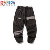 rainbowtouches 2022 tidal current new brand mens cargo pants harajuku fashion tie feet trousers loose safari style boy overalls combat utility trousers