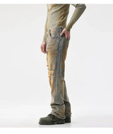 men patch hole distressed plus size denim pant ripped jeans streetwear fashion hip hop vibe loose casual baggy jeans trousers 40 unique jeans style 3184