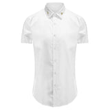 New 2022 Luxury Men Classic Embroidered bee Snake UFO Fashion Cotton Casual Shirts Shirt High Quality Short Sleeves A71