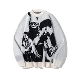 hip hop punk knitted oversized sweater mens autumn winter o neck long sleeve pullover streetwear unisex loose sweaters clothing - anime inspired graphic hoodie, bold artwork streetwear hoodie, gothic aesthetic hoodie for winter