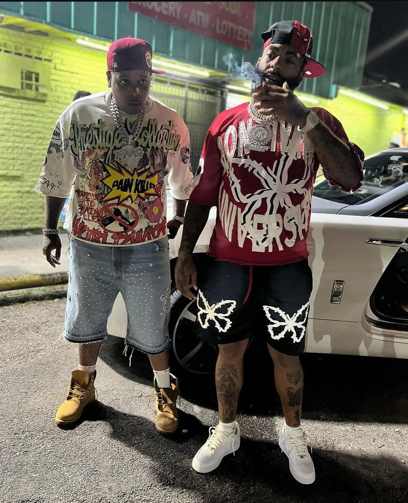 Denim Gym Shorts Men Women Y2K Hip Hop Retro Rhinestones Streetwear Shorts Gothic Baggy Jeans High Waist Basketball Shorts
