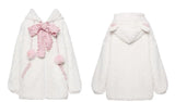 Harajuku Little Wildcat Hoodies Women Bodysuit Black Tie Bowknot Cute