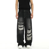 fashion ripped holes denim jeans harajuku patchwork straight jean trousers y2k trouser mens hip hop streetwear baggy jeans pants unique jeans style 4593