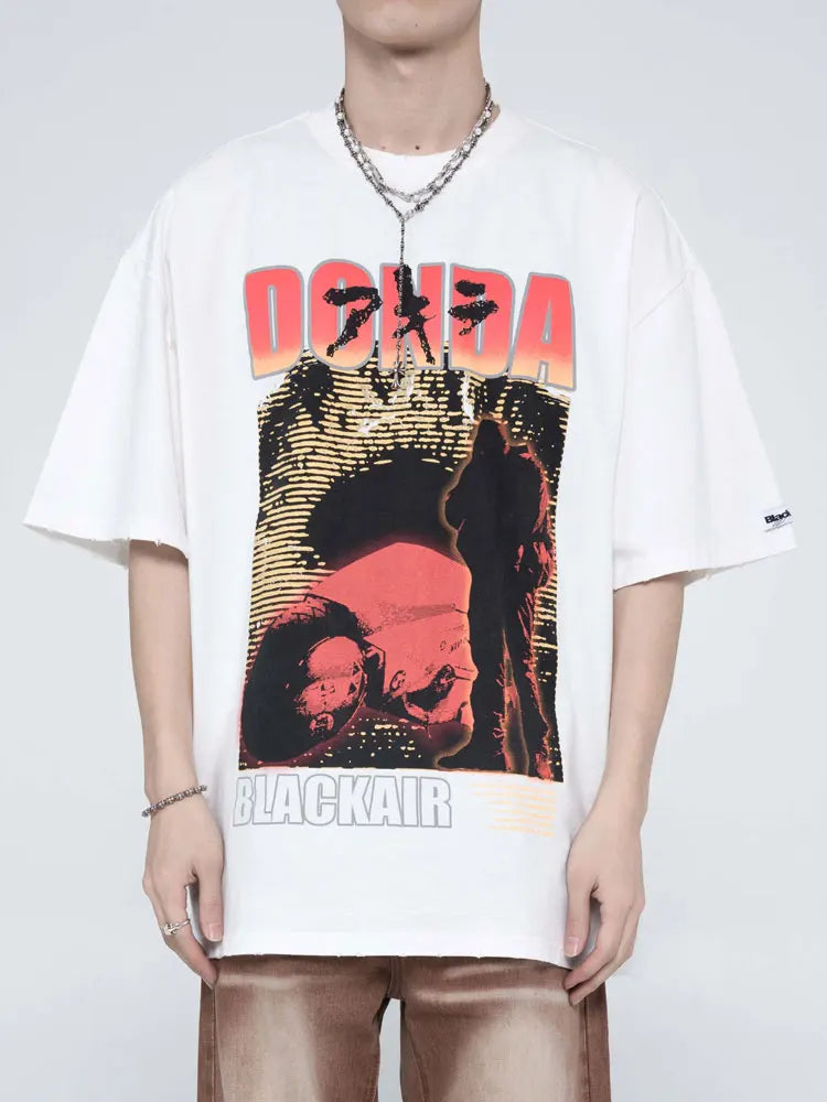 Harajuku Oversized Shirt – Hip Hop Streetwear T Shirt Mens Vintage Poster Graphic Print – Modern Streetwear for Everyone