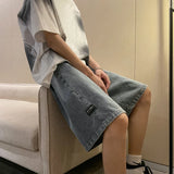 Korean Style Summer Men's Black Wide Leg Denim Shorts 2023 New Fashion Casual Baggy Short Jeans Male Brand Clothes