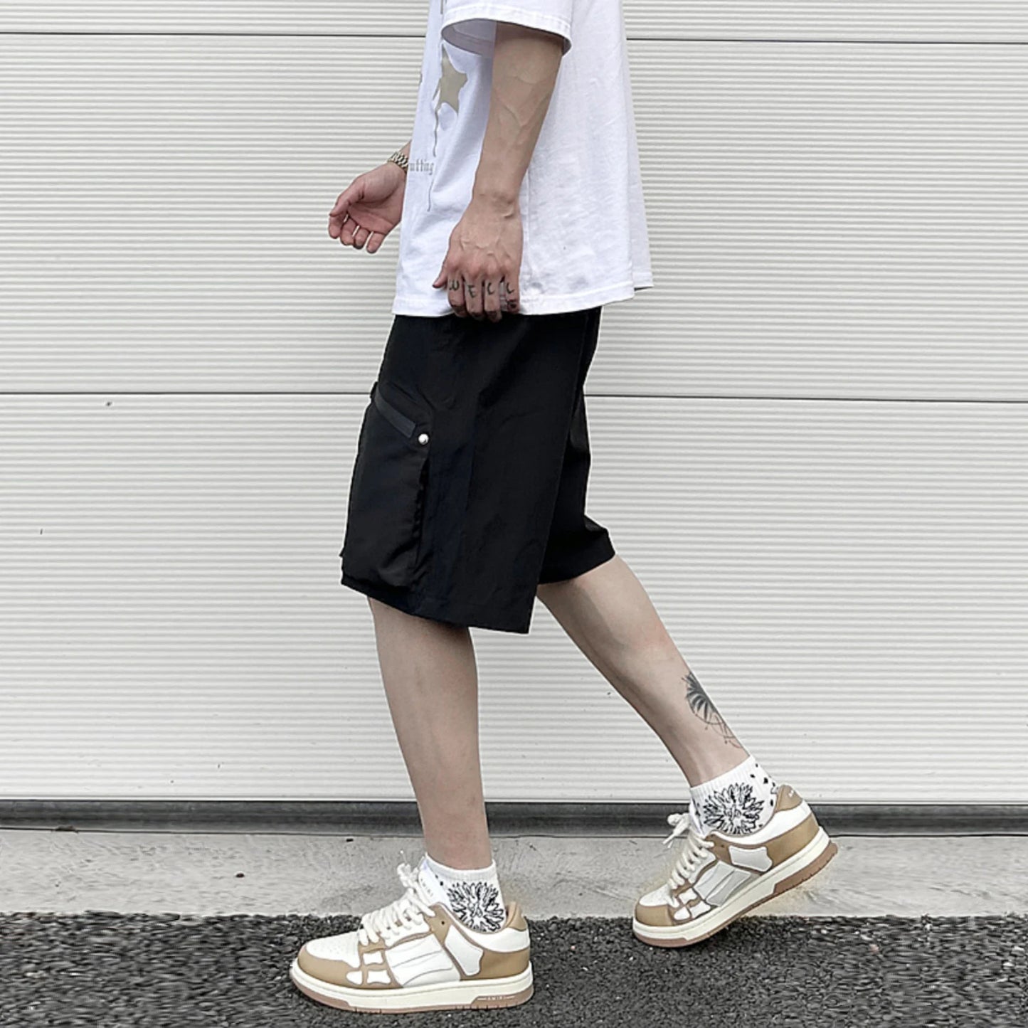 Ins Summer Outdoor Functional Casual Cargo Shorts Oversized Retro Casual Zipper Pockets Men and Women's Knee-length Sweatpants
