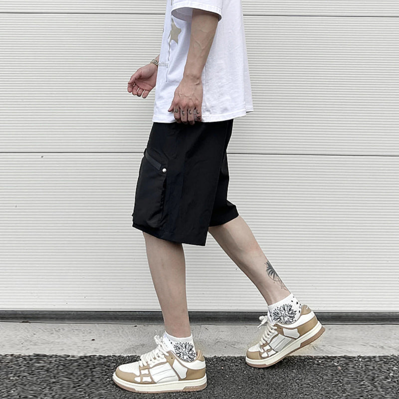 Ins Summer Outdoor Functional Casual Cargo Shorts Oversized Retro Casual Zipper Pockets Men and Women's Knee-length Sweatpants
