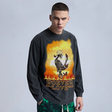 Rainbowtouches Men's Sweatshirts Hip Hop Comfortable Popular Pattern Vintage Street Wear Black Skulls Printing Long Shirts