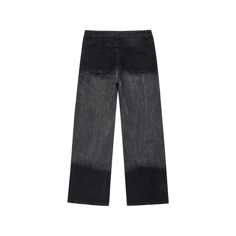 rainbowtouches men jeans unisex pants high street hip hop loose casual couple cargo straight patchwork gradient casual pants unique cargo style 592