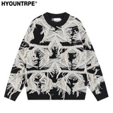 fashion stars tassel knitted sweater pullovers men fashion long sleeve loose sweater unisex autumn winter cotton jumper knitwear - Y2K grunge street style, unisex casual winter pullover, 2025 streetwear drop