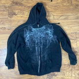 European and American Y2k hip-hop goth tapout trendy printed zipper hoodie retro loose long-sleeved streetwear for men and women
