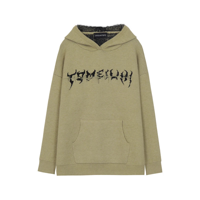 grunge pullover streetwear, modern knitwear, cozy fashion fit, stylish street outfit, modern aesthetic appeal
