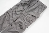 streetwear big pockets sashes pleated baggy jeans for men and women washed straight casual cargo pants oversize denim trousers unique cargo style 147