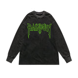 Sadcore Streetwear – Rainbowtouches Washed Long T Shirt Unisex Vintage Fashion Dr – Edgy Streetwear for All Genders