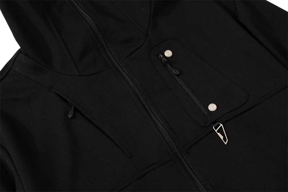 Harajuku barcode glitch featuring undermycar 2023 new high street fashion brand functional double layer zipper hoodie