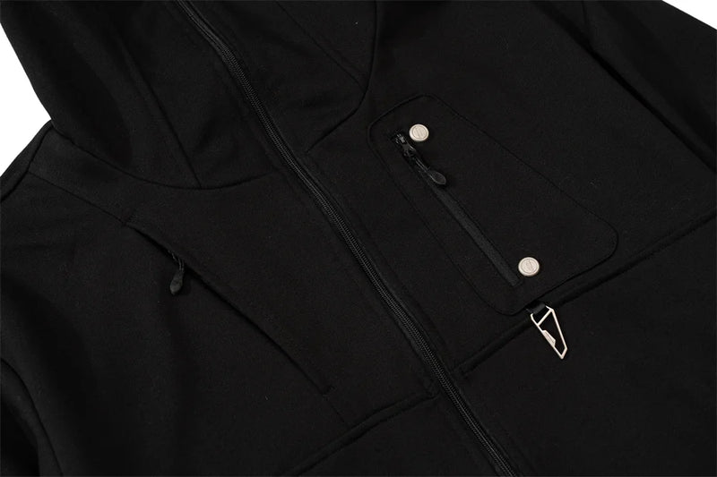 Harajuku barcode glitch featuring undermycar 2023 new high street fashion brand functional double layer zipper hoodie