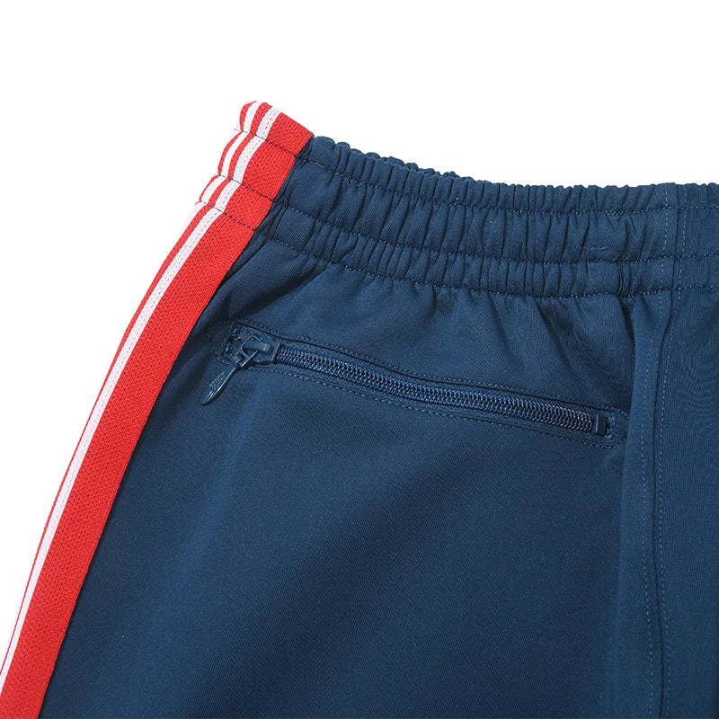 blue pattern embroidery casual motion pants men woman fashion street side edge weaving straight cylinder trousers unique default style 4735