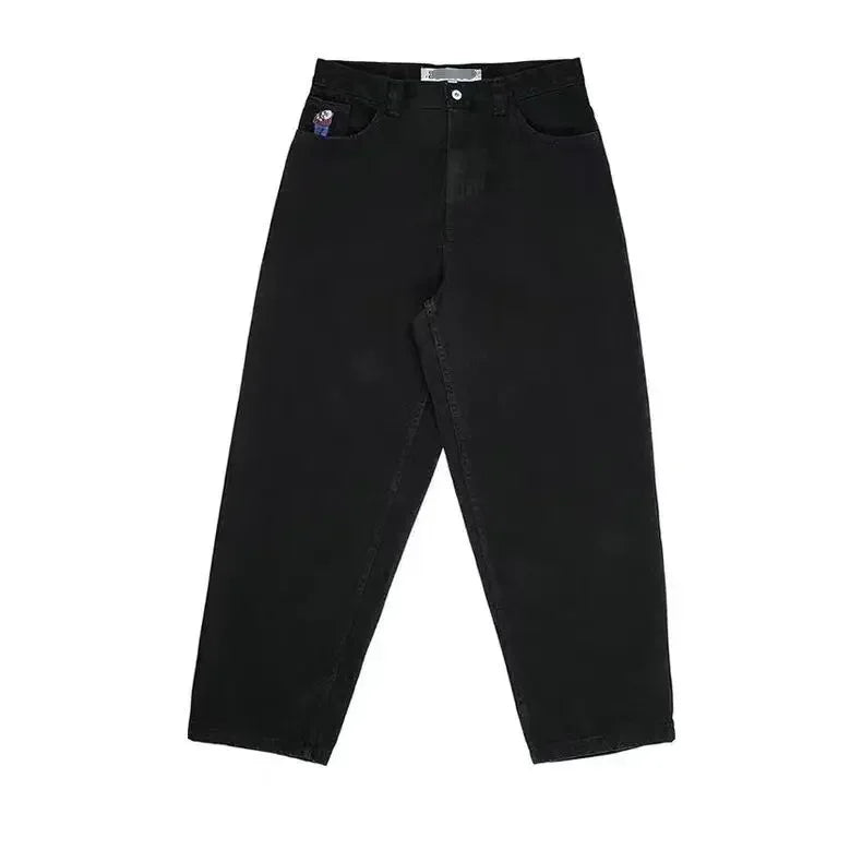 polar big boy y2k pants hip hop cartoon streetwear jeans embroidery retro blue baggy jeans mens womens high waist wide trouser unique jeans style 4640