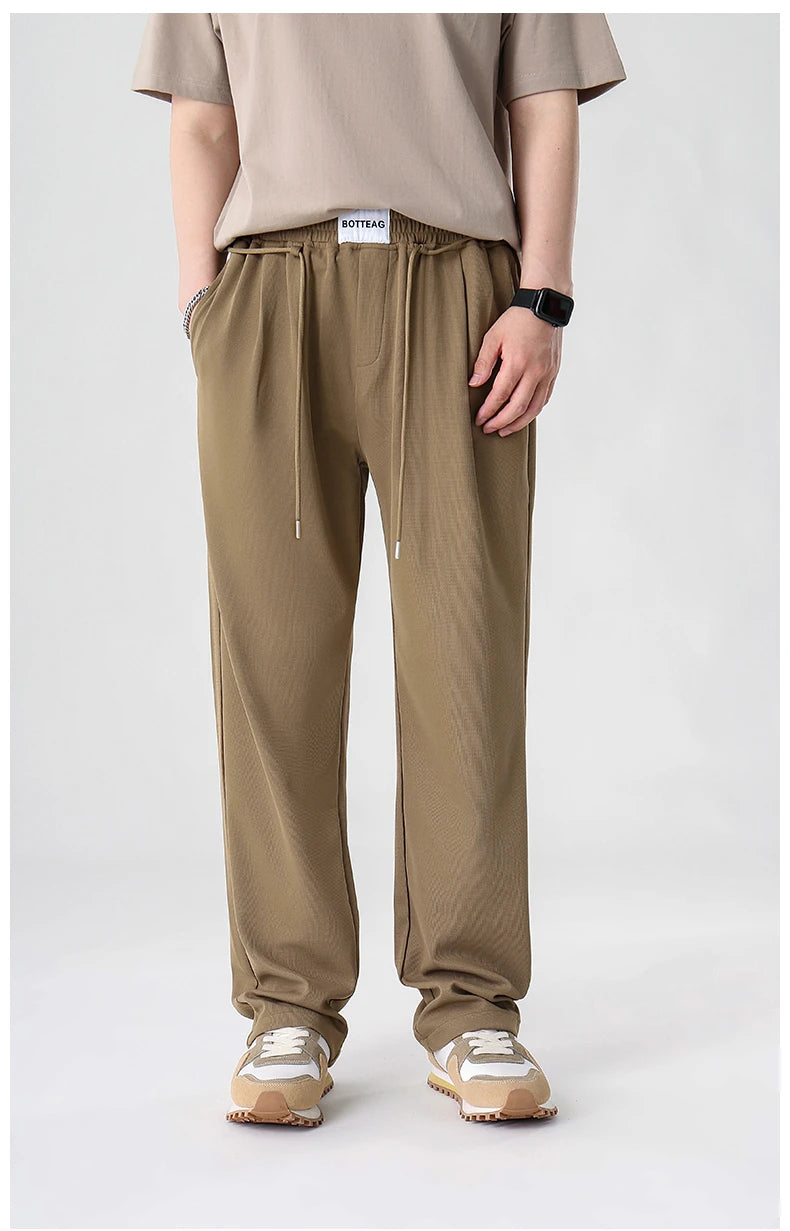 mens pants casual elastic waist drawstring straight trousers streetwear new fashion traf homme pants unique default style 3284