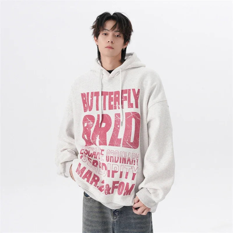 Y2K Minimalist Zip Collar Top – American Street Mottled Letter Print Hoodies For Men 2024 New Hip Hop Fashion Hooded Sweatshirt Couple Y2K Vintage Hoodie | Zip Knit Drop #153