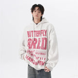 Y2K Minimalist Zip Collar Top – American Street Mottled Letter Print Hoodies For Men 2024 New Hip Hop Fashion Hooded Sweatshirt Couple Y2K Vintage Hoodie | Zip Knit Drop #153