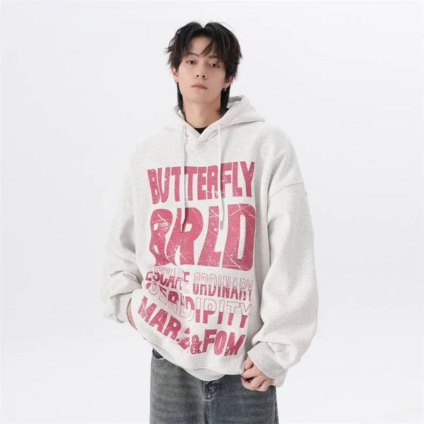 Y2K Minimalist Zip Collar Top – American Street Mottled Letter Print Hoodies For Men 2024 New Hip Hop Fashion Hooded Sweatshirt Couple Y2K Vintage Hoodie | Zip Knit Drop #153