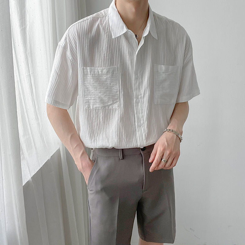 2023 Summer New Fashion Simple Style Loose Short-sleeved Fashion Shirts Men Tops Trendy All-match Short-sleeved BoutiqueClothing