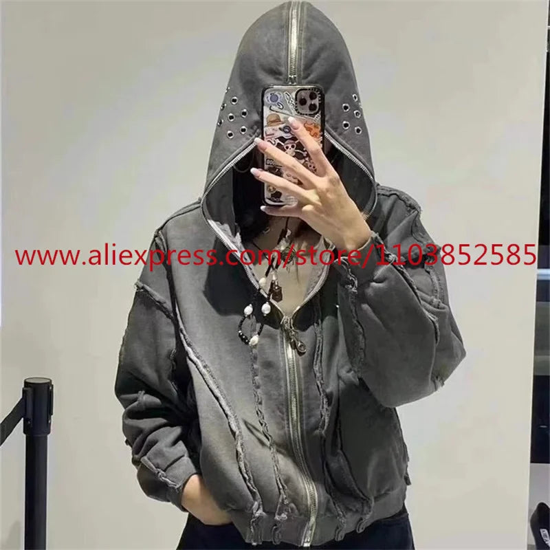 2024 Autumn Winter Vintage Heavy Weight Washed Hooded Long Sleeved Swe