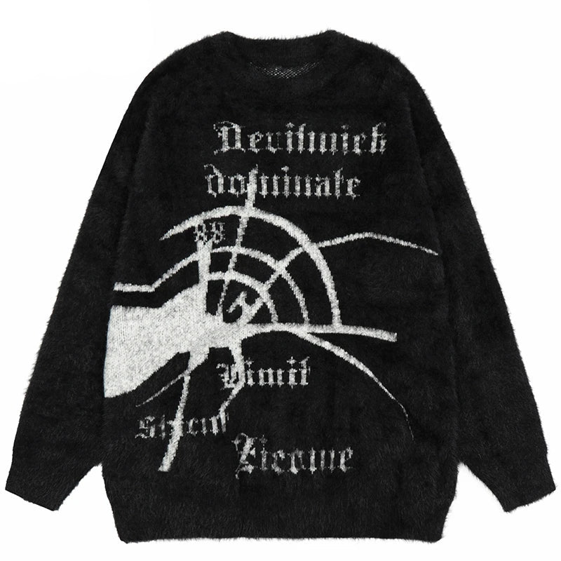 grunge oversized flame jumper built for warmth and edge, essential for winter street style, men’s streetwear clothing piece f
