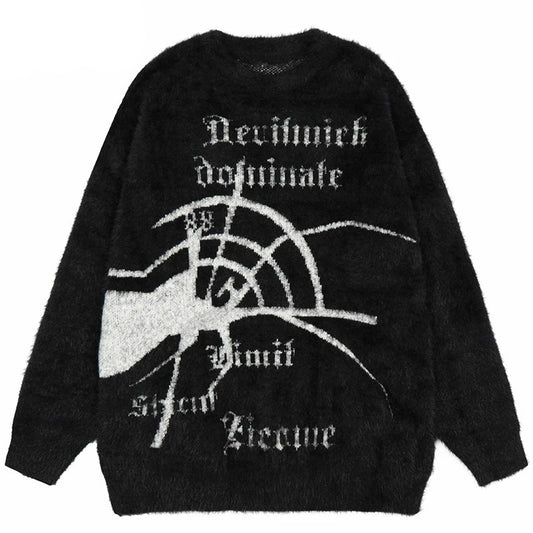grunge oversized flame jumper built for warmth and edge, essential for winter street style, men’s streetwear clothing piece f