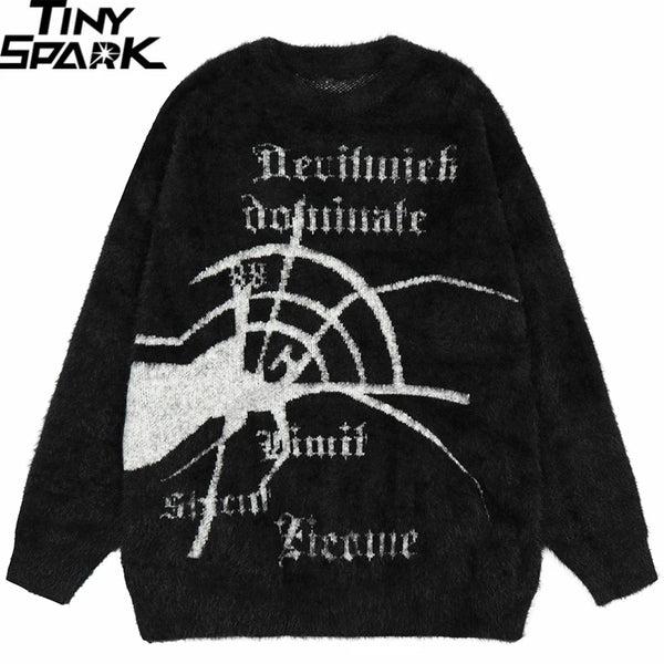 grunge oversized flame jumper built for warmth and edge, essential for winter street style, men’s streetwear clothing piece f