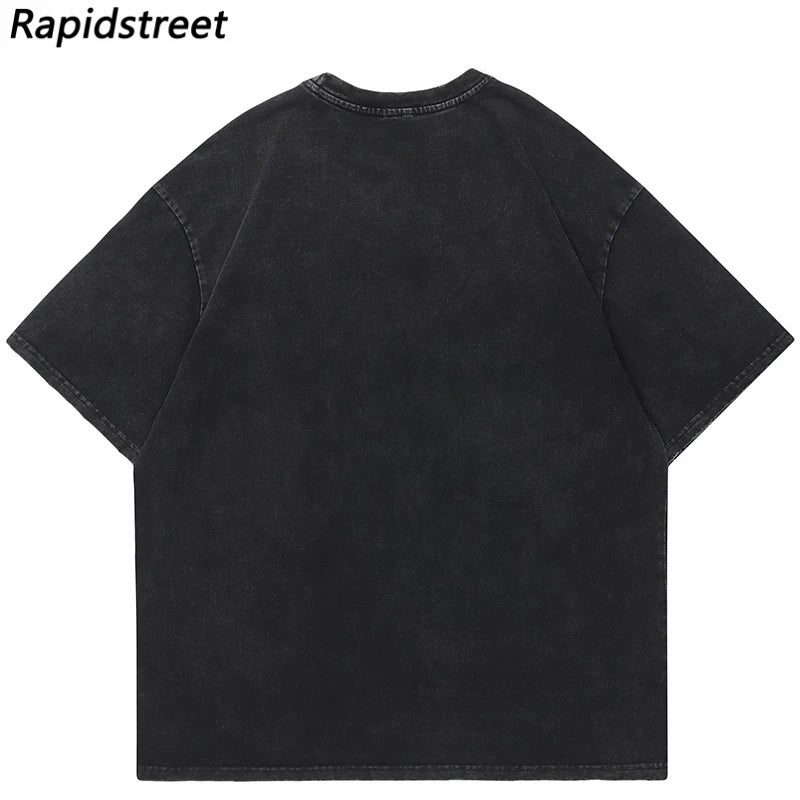 Sadcore Streetwear top – Vintage Punk Men Oversize Tshirt Streetwear Hiphop Abstract