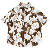 Men Hawaiian Beach Short Sleeve Shirts Retro Floral Print Casual Summer