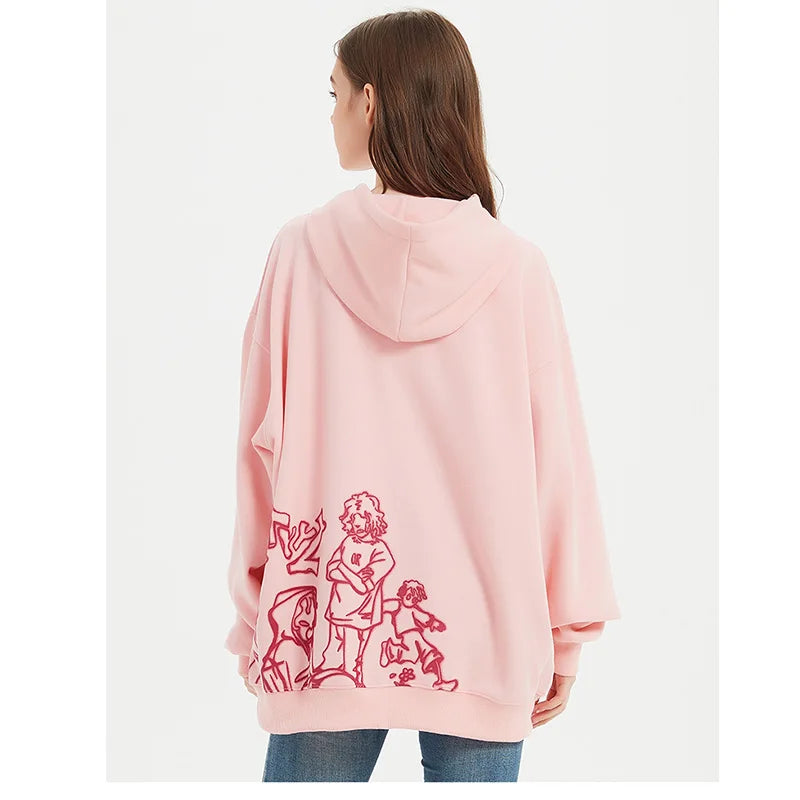 Chicvoy Women Hoodie Y2K Scrawl Graphic Harajuka Sudaderas Grunge Pull