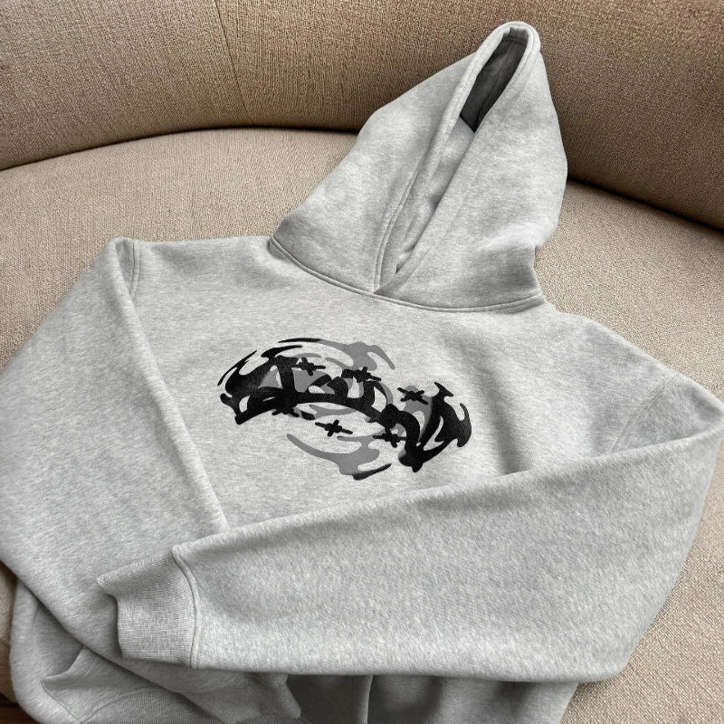 Baggy skater hoodie with faded vintage color palette